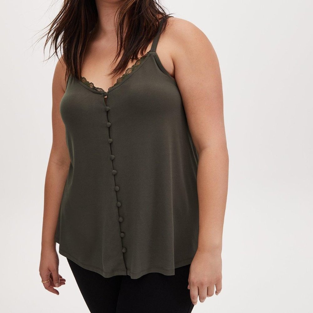Torrid Studio Knit Button Front Swing Cami